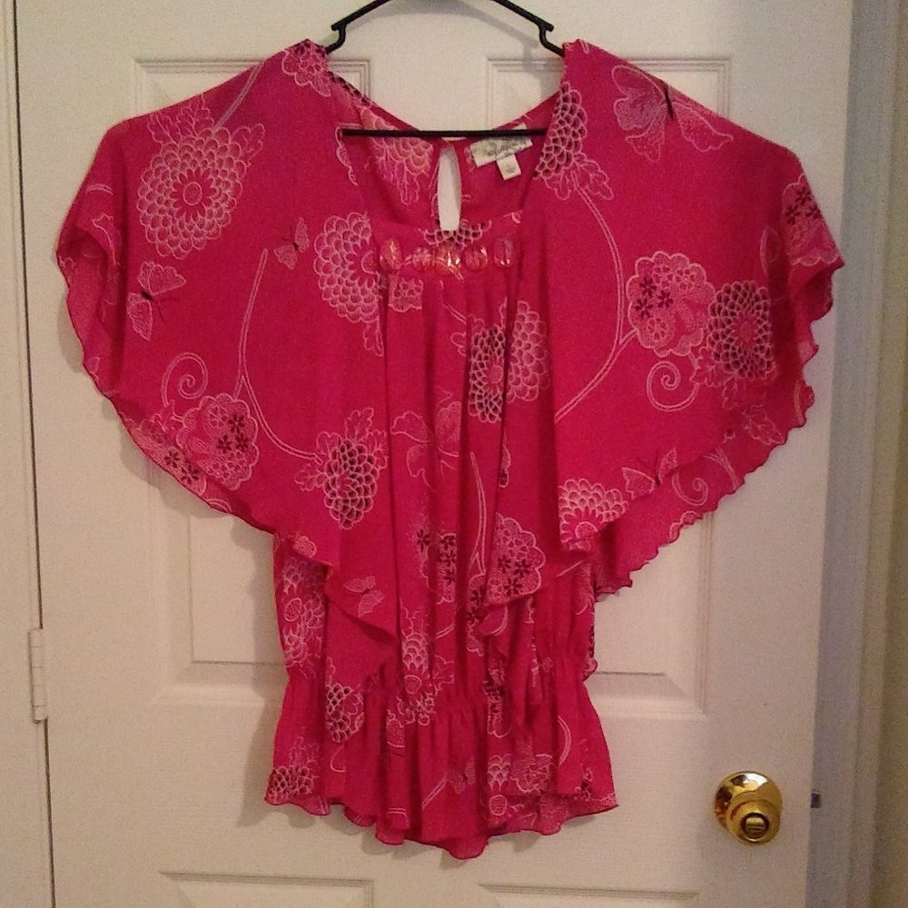dressbarn  Pink Floral Print Blouse